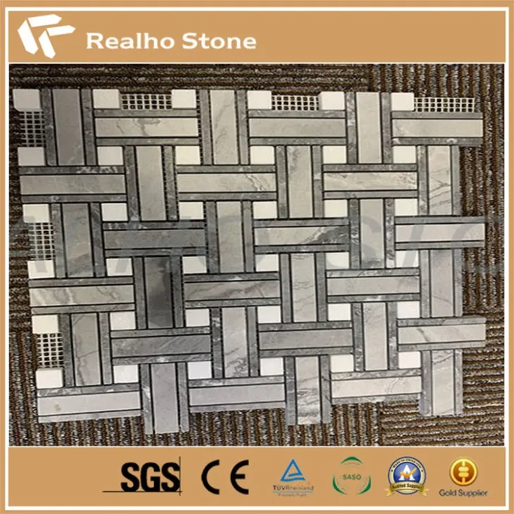 Wooden Dark Marble Mosaic Tile